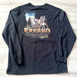 Harley-Davidson Fresno California Long Sleeve Double Graphic Print Shirt Sz XL